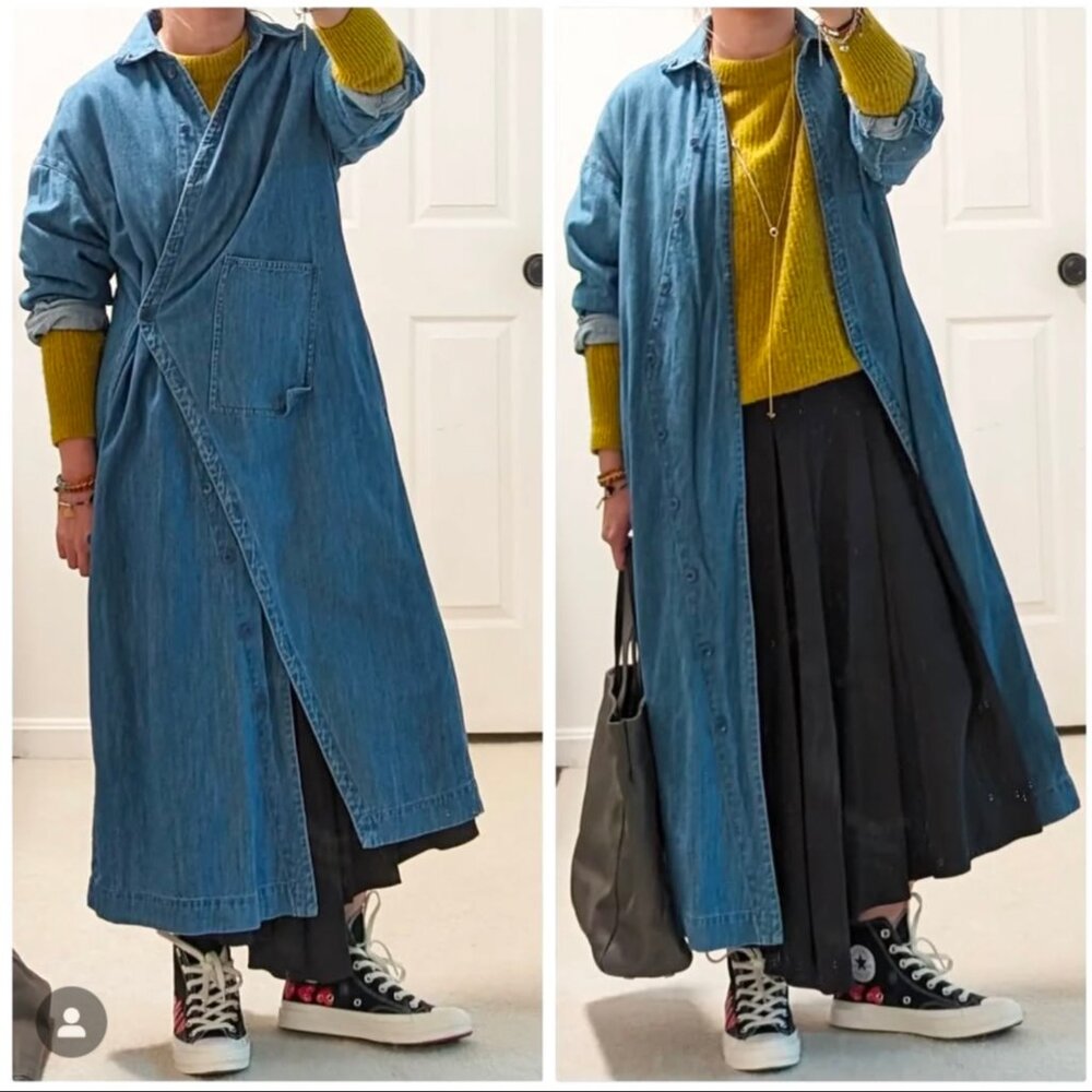 TIBI Lightweight Stone Wash Denim Shirtdress - Picture 9 of 12